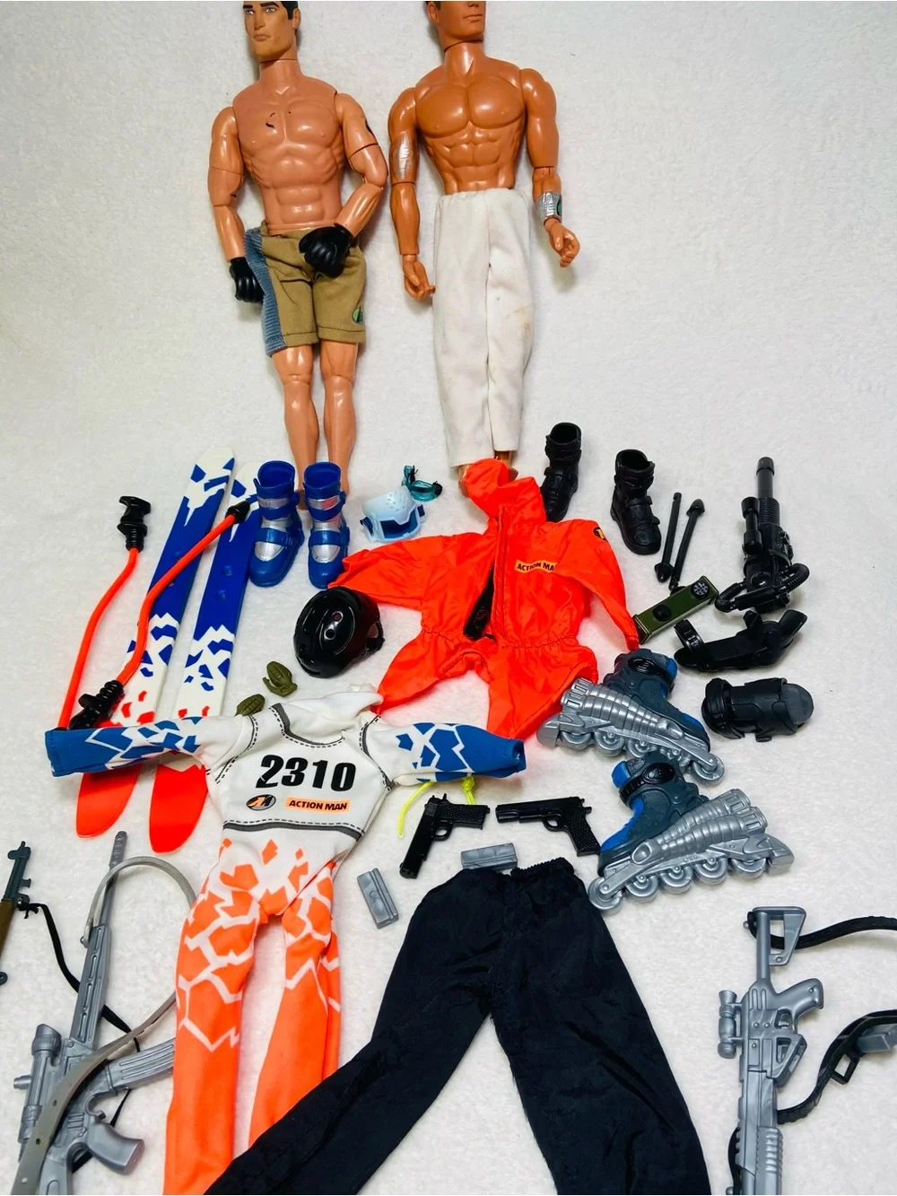 1990s Action Man + Max Steele Action Figures + Action Man Clothes + Weapons